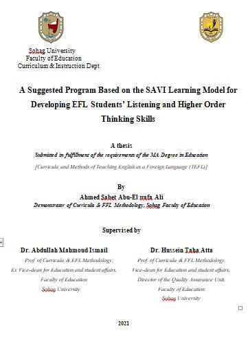 A Suggested Program Based on the SAVI Learning Model for Developing EFL Students’ Listening and Higher Order Thinking Skills
